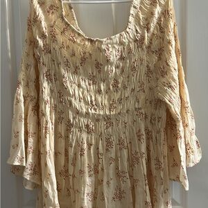 Adiva Cream and Red Floral Blouse